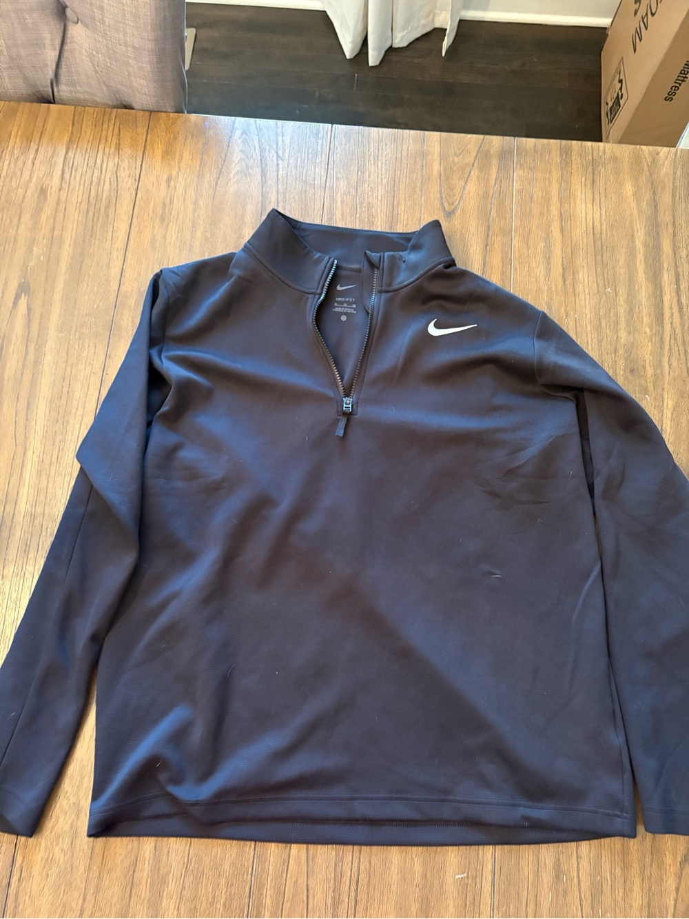 Nike Black Dri-FIT Full-Zip Athletic Jacket with White Swoosh